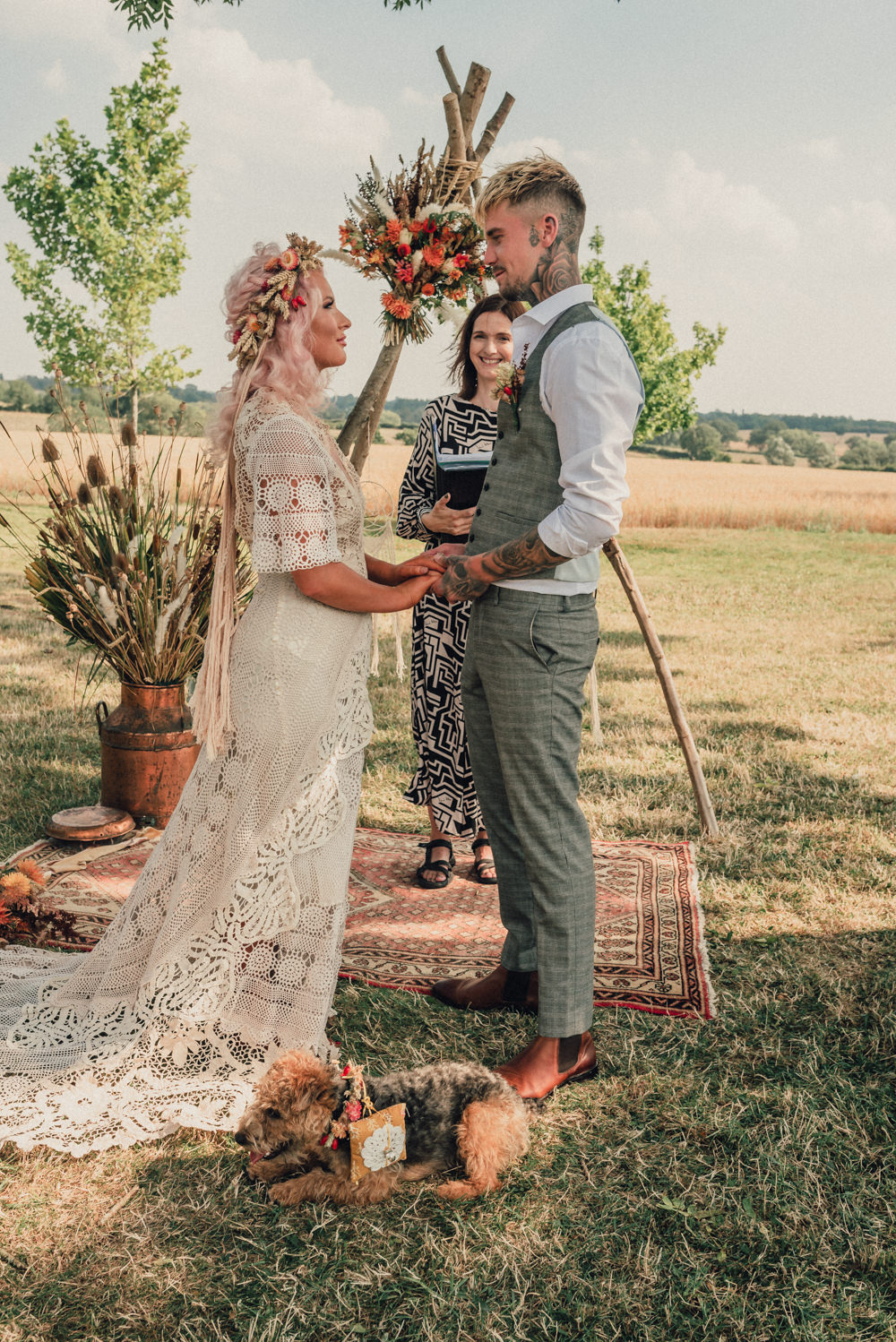 Boho Wedding Ideas Humanist Outdoor Ceremony Macrame