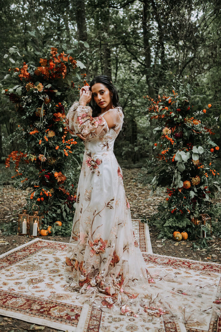 A Hand Painted Floral Wedding Dress & Nature Inspired Wedding at