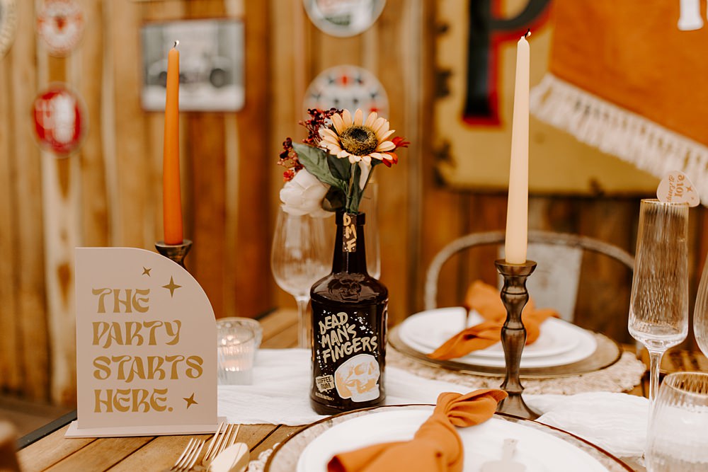 Beer Bottle Flowers Decor Daisy Jones Six Wedding Ideas Caroline Opacic Photography