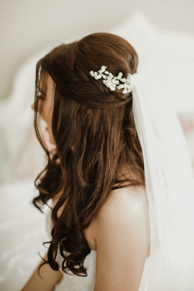 Half Up Down Bridal Hairstyle Volume Veil Jess Petrie